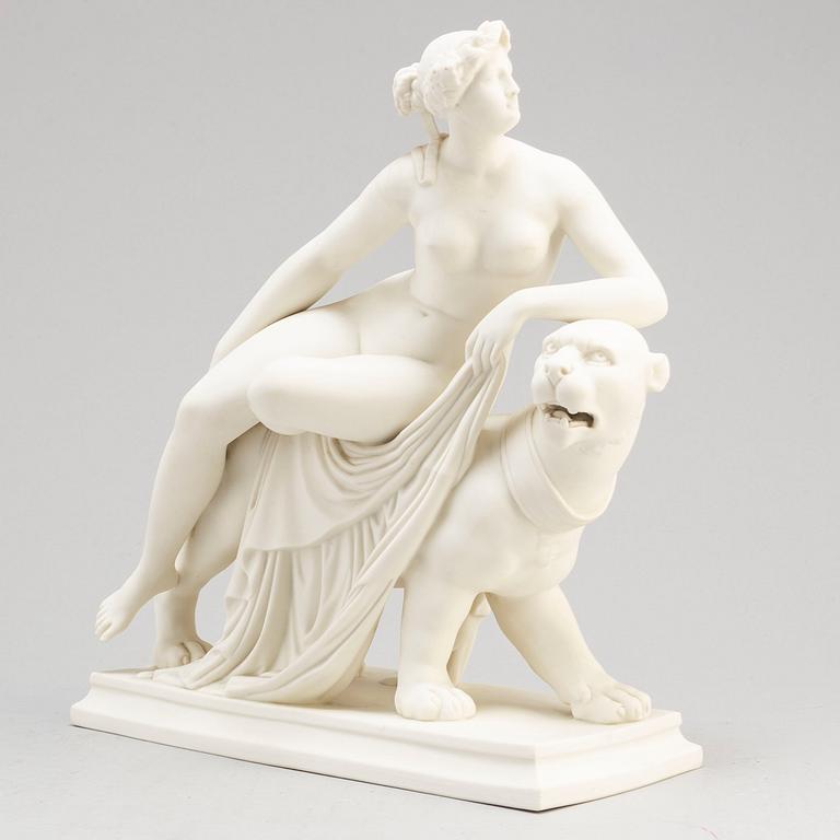 A parian figural group model of Ariadne and the Panther, after Johann Heinrich von Dannecke, Gustavsberg, Sweden.