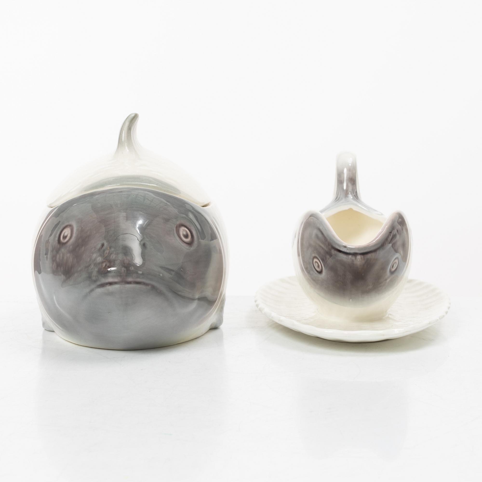 Fiskservis, 33 delar, flintgods, Waechtersbach, Tyskland, 1900-talets första hälft.