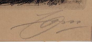 Anders Zorn, a signed etching form 1911.
