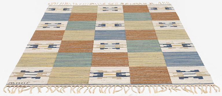 Märta Måås-Fjetterström, a carpet, 'Rutmattan med blått', flat weave, c 235 x 118 cm, signed AB MMF.