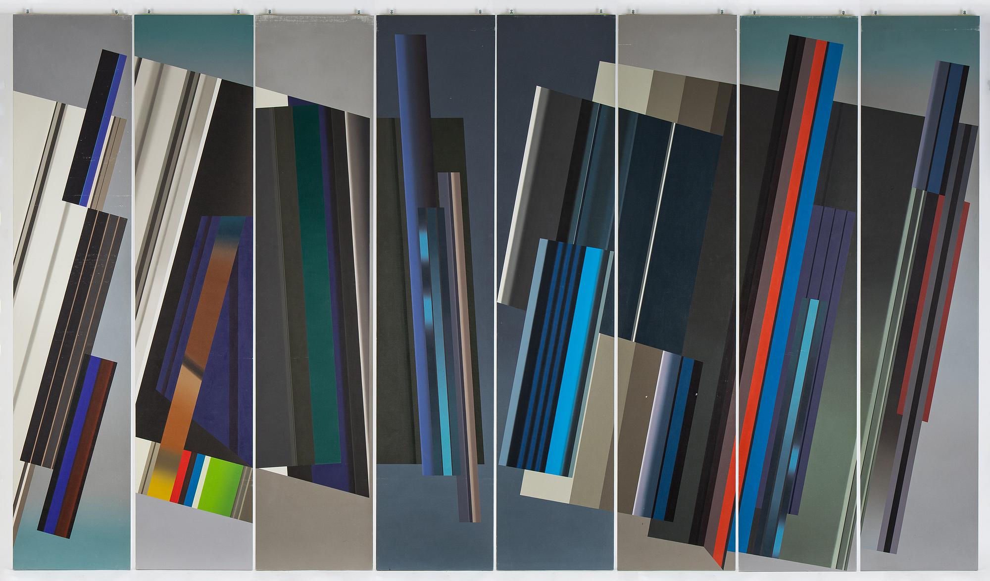 Peder Duke, Polyptyk, oil on canvas/panel, 8 parts, signed and dated 1990 verso.