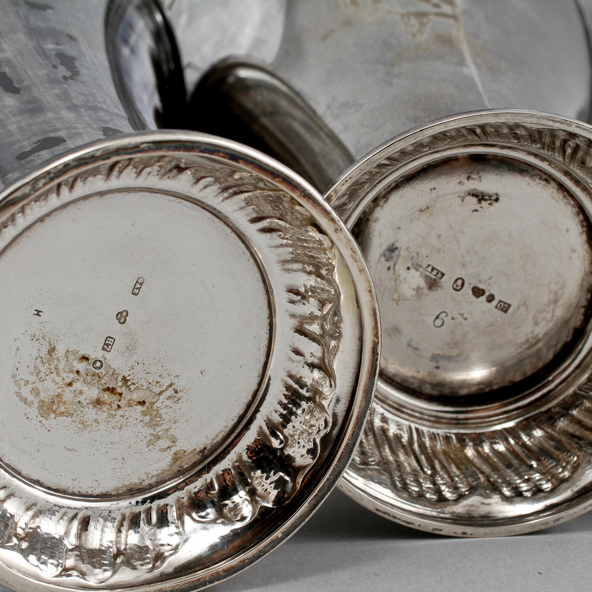 PARTI SILVER, 8 delar, 1900-tal. Vikt exklusive glasinsatser 340 gram.
