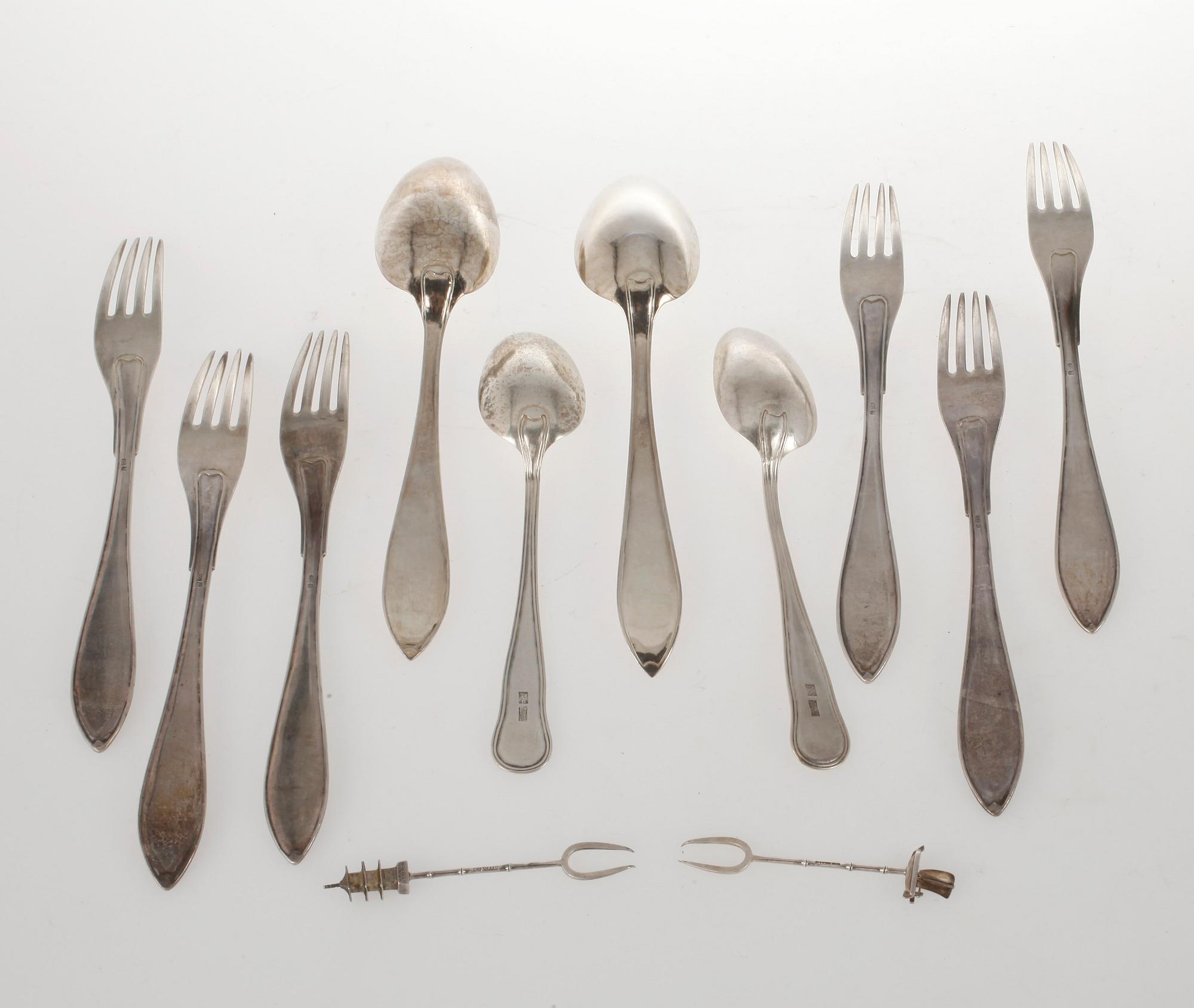 PARTI SILVER, 6+2+2+2 delar, Kina, 1900-tal. Total vikt ca 636 g.