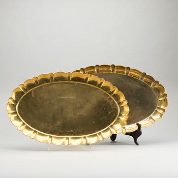 FIRMA LARS HOLMSTRÖM ARVIKA, brickor, 2 st, mässing, Arvika Konstsmide, 1900-talets andra hälft.