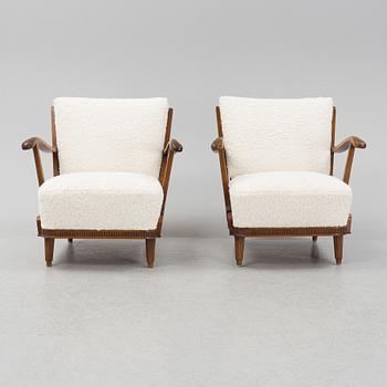 Svante Skogh, a pair of easy chairs, Förenade Möbelfabrikerna, Linköping, 1940s.