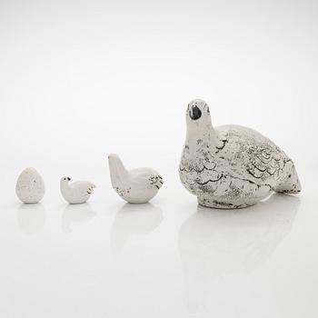 Henrik Allert, a set of three ceramic birds and an egg, Pentik, Finland.