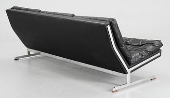 A Nørreklit black leather sofa on chromed steel base by Selectform, Denmark 1960's.