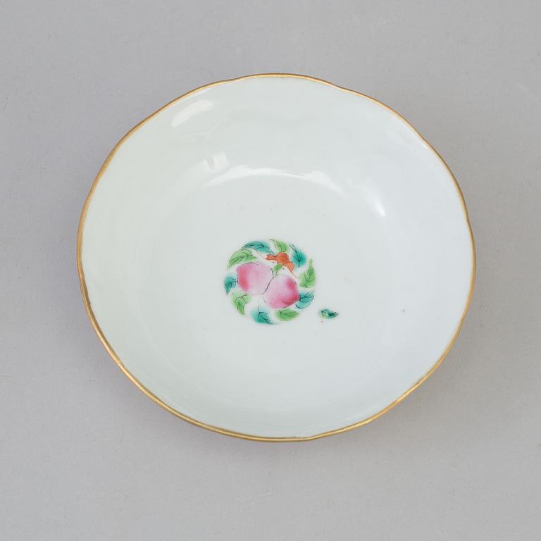 A Chinese 20th century famille rose porcelain dish, with Daoguangs seal to the base.