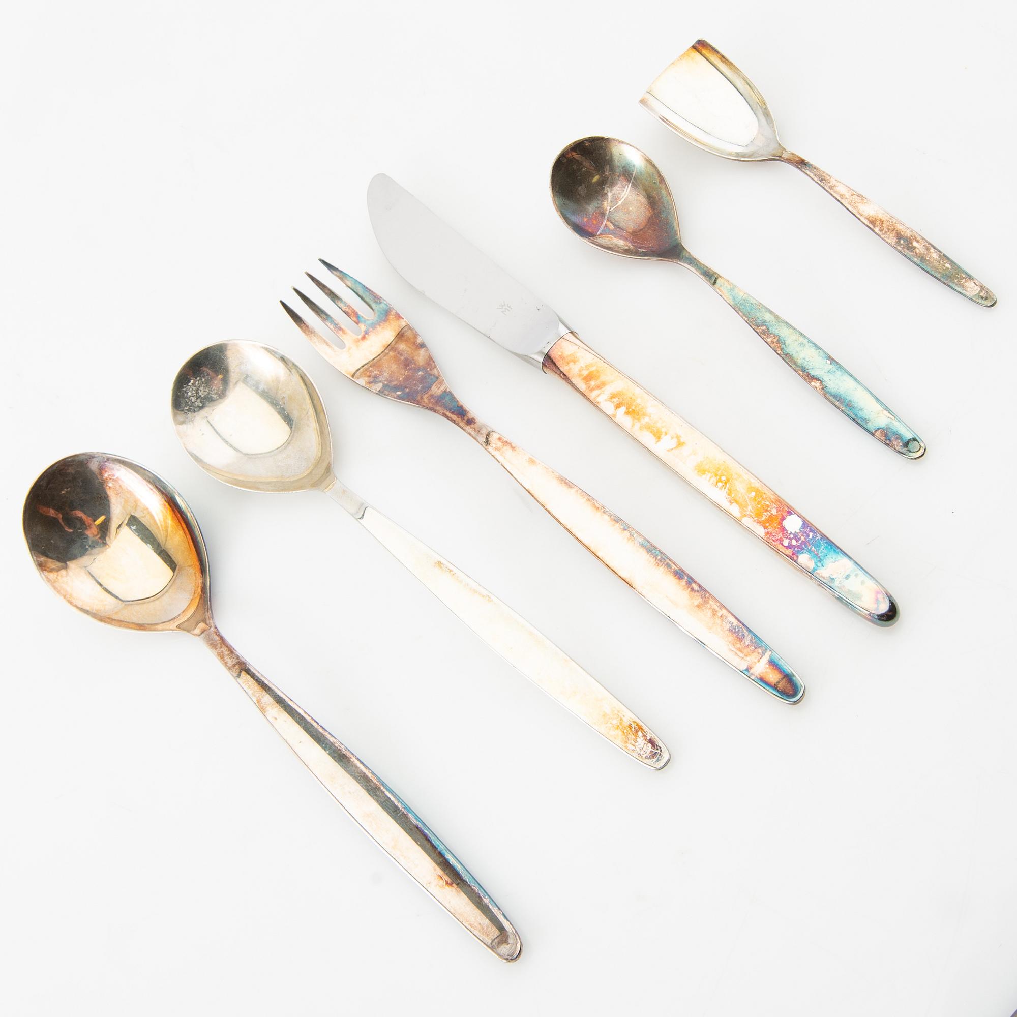 Karl Meyer, bestick, 52 delar, sterlingsilver, Modell 4100, WMF, Geislingen 1950-tal.