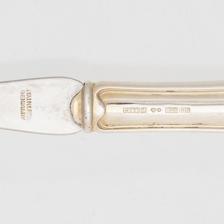 A 57-piece silver cutlery set, model 'Old Danish', Cohr and MEMA, including Lidköping 1994.