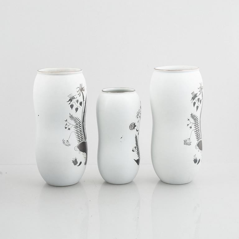 Stig Lindberg, three 'Grazia' vases, Gustavsberg, 1946-69.