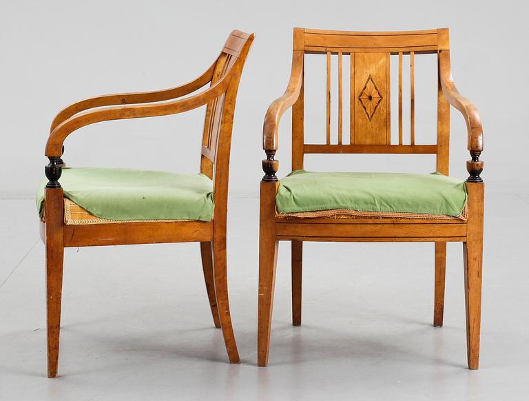 SOFFA samt KARMSTOLAR, 2 st, Karl Johan, 1800-talets första hälft.