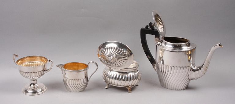 KAFFESERVIS, 4 delar, nysilver. A.G Dufva. 1900-tal.