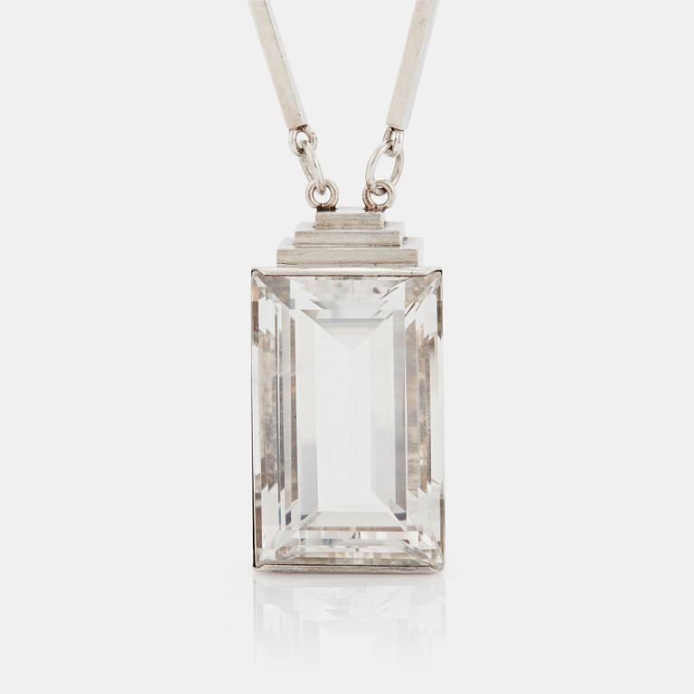 Wiwen Nilsson, a sterling necklace with a rock crystal pendant, Lund, Sweden 1943.