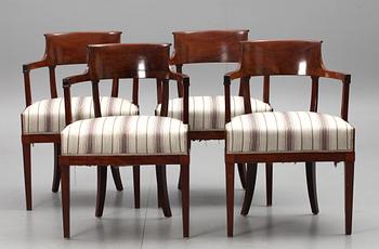 KARMSTOLAR, 4 st. Empire 1800-talets första hälft.