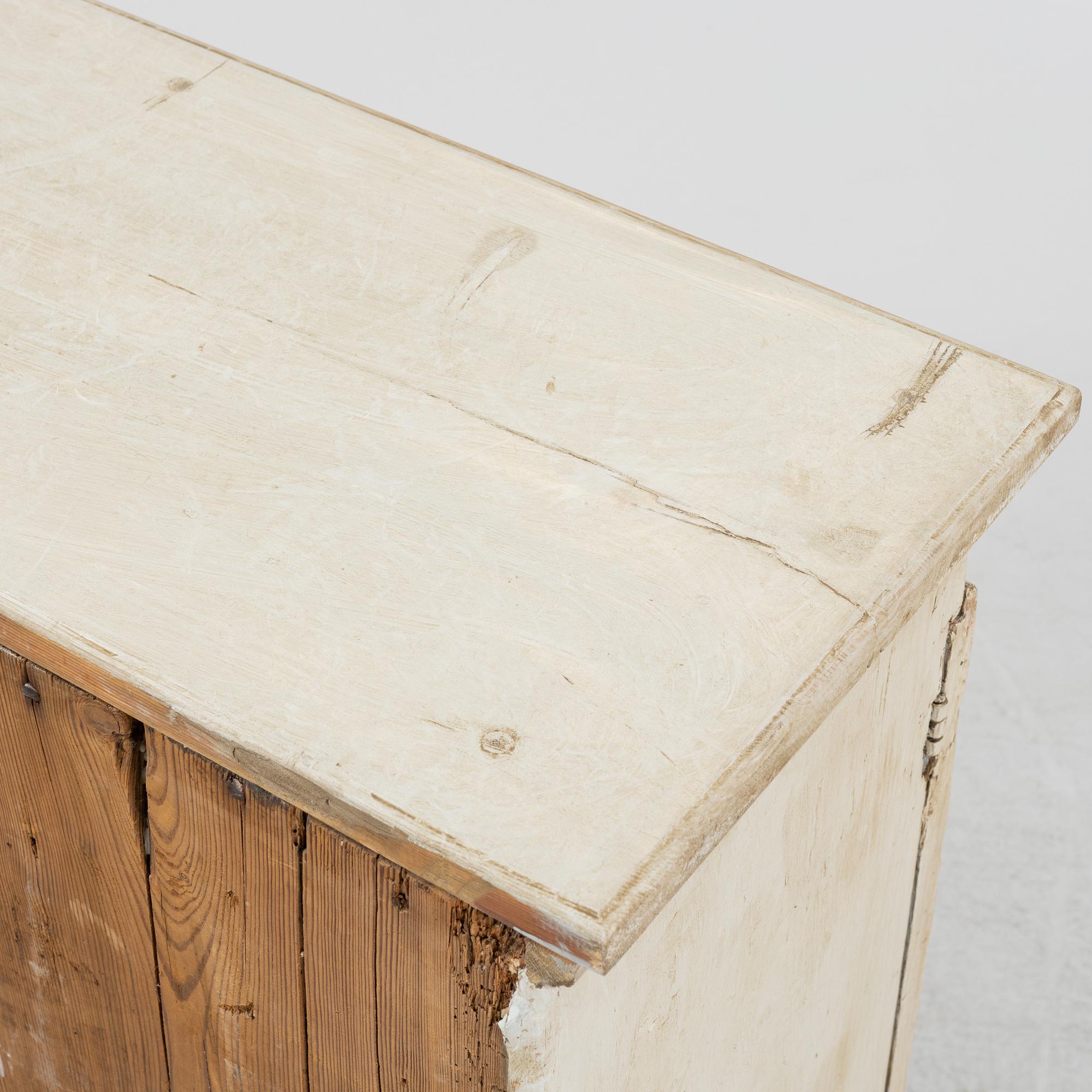 A painted pine sideboard, contemporary with older parts.