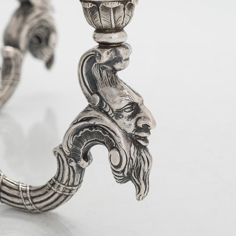Christian Hammer, kandelabrar, ett par, silver, Stockholm 1854-1863.