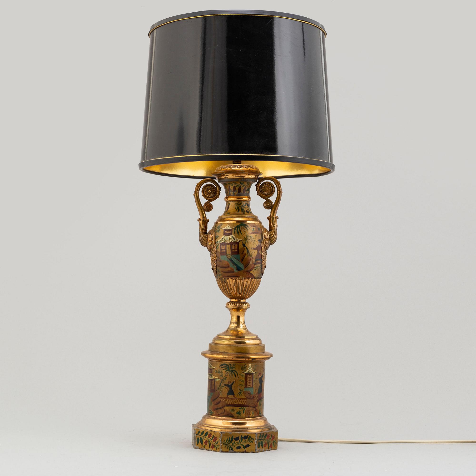 BORDSLAMPA, metall, 1800-tal.