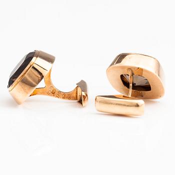 A pair of 14K gold cufflinks with smoky quartzes. Alppikulta, Helsinki 1975.