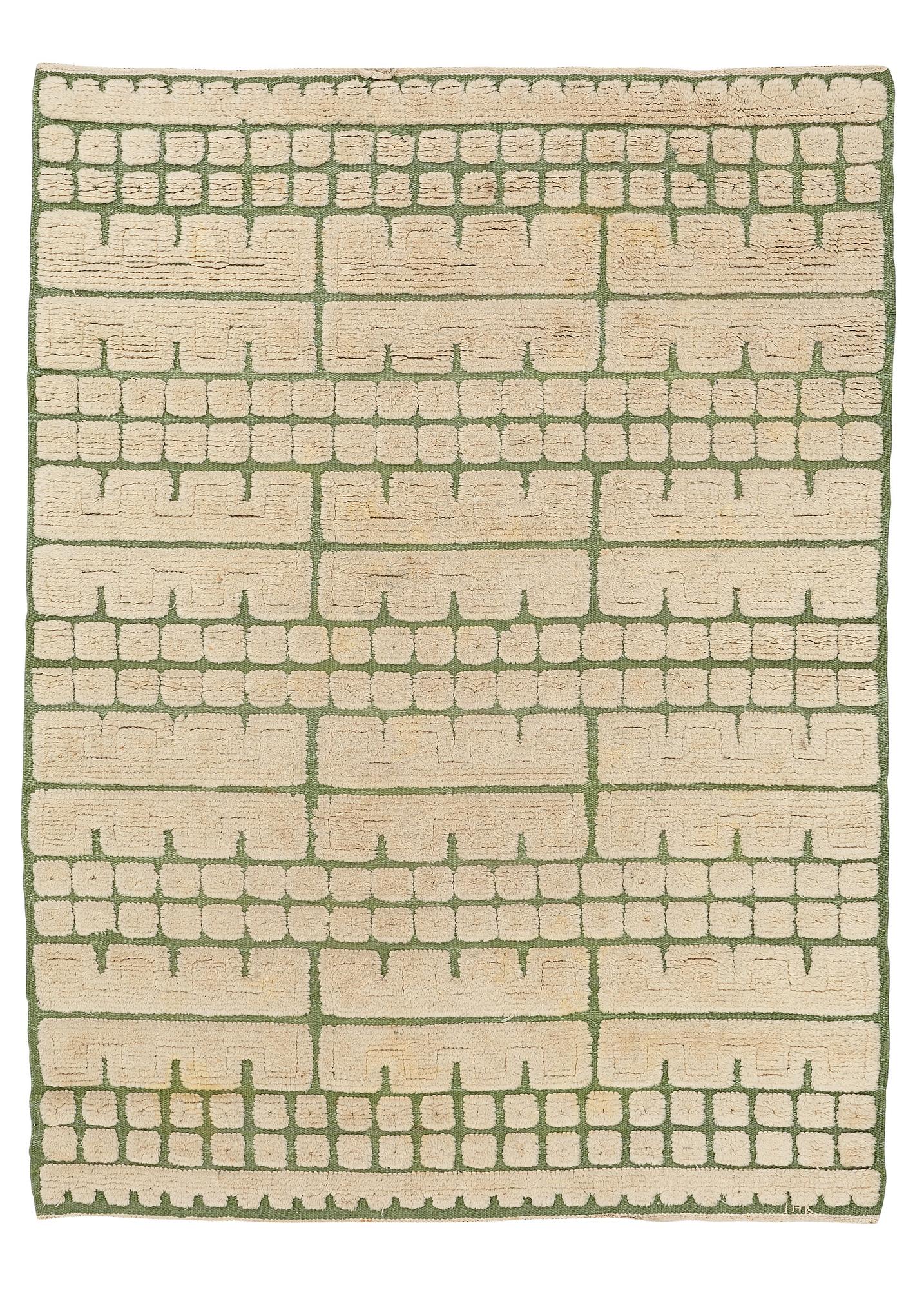 Ingrid Hellman-Knafve, Matto, knotted pile in relief, ca 244-245 x 178,5-183 cm, signed IHK.
