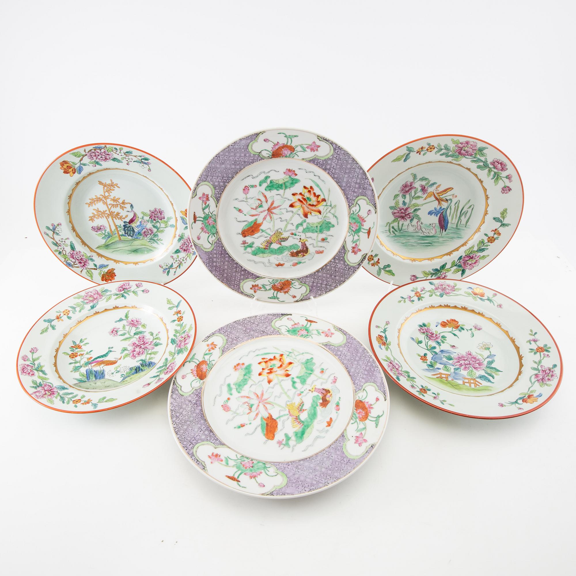 Plates 4+3 pcs China 20th century porcelain.