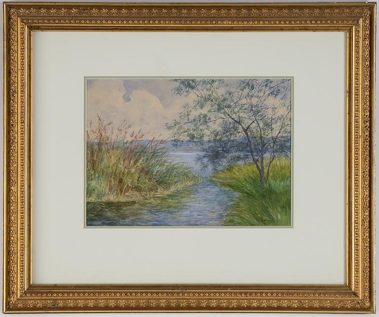 Anna Billing, watercolour, signed.