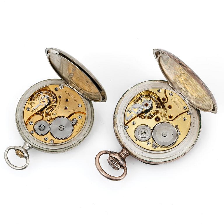 FICKUR, 2 st, Omega samt Zenith, Schweiz, början 1900-talets.