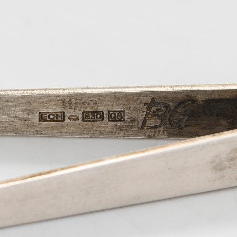Bertel Gardberg, kaffeskedar, 14 kpl, samt sockertång, silver, "Birgitta", Kultateollisuus, Åbo 1968-1993.