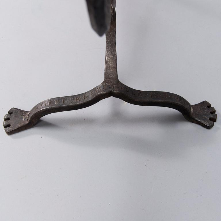 Paavo Tynell, A wrought iron floor candelabrum, oy Taito ab, dated 1926.