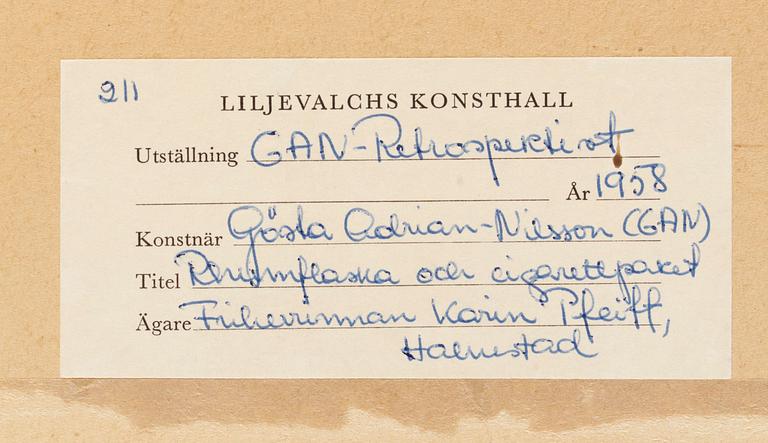 Gösta Adrian-Nilsson, "Rhumflaska och cigarettpaket".