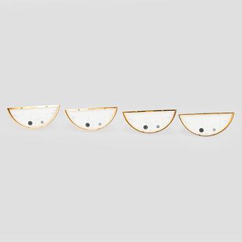 A set of four late-20th century wall lights, Glashütte Limburg, Germany.