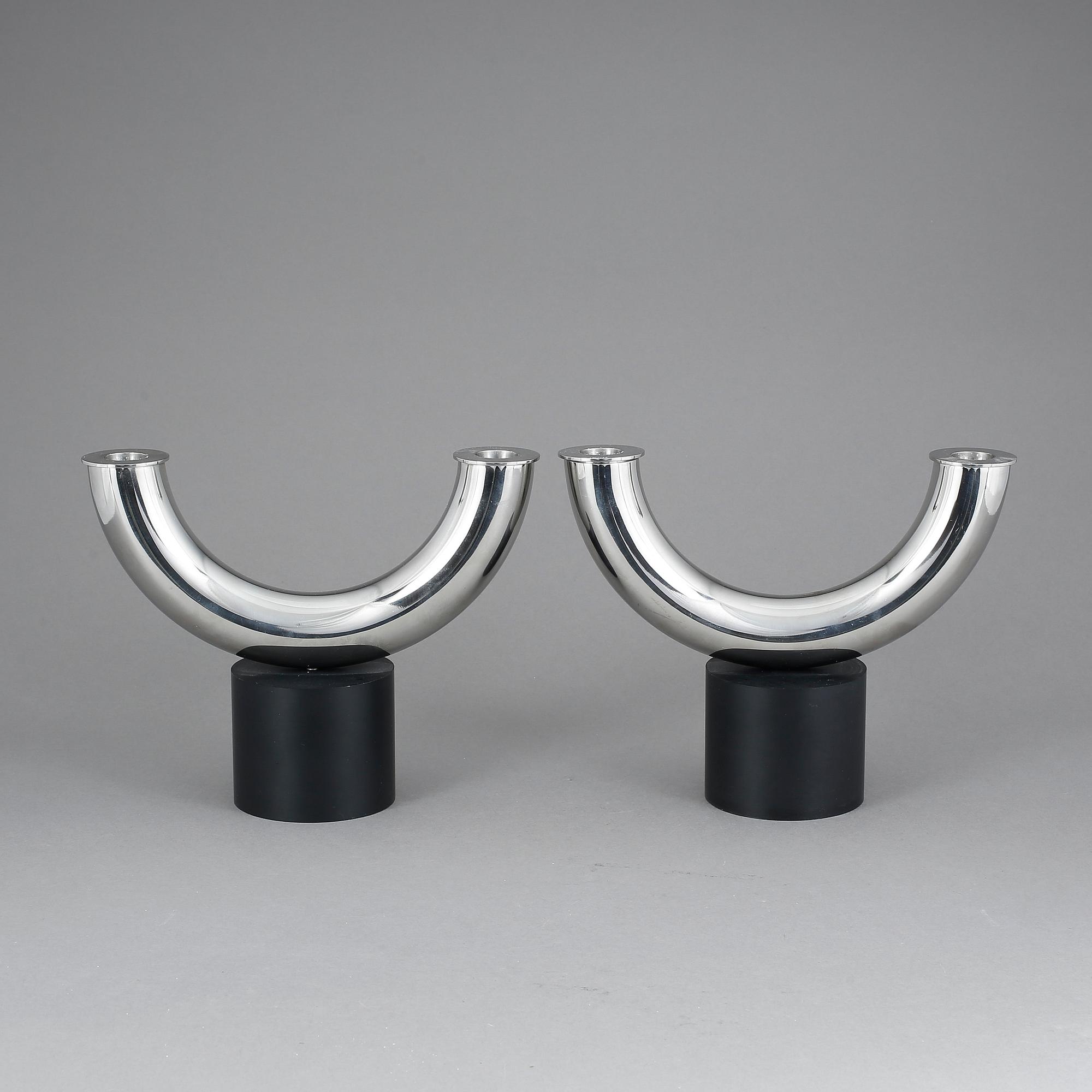 LJUSSTAKAR, ett par, stål, Georg Jensen, Danmark.