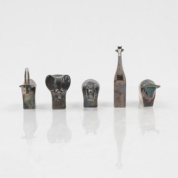 Gunnar Cyrén, five silver-plate figurines, Dansk Designs, Japan.