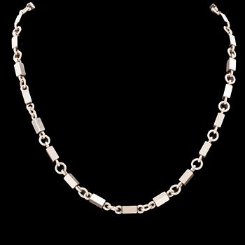 Wiwen Nilsson, halsband och armband stavkedja i silver, Lund 1955 och 1956.