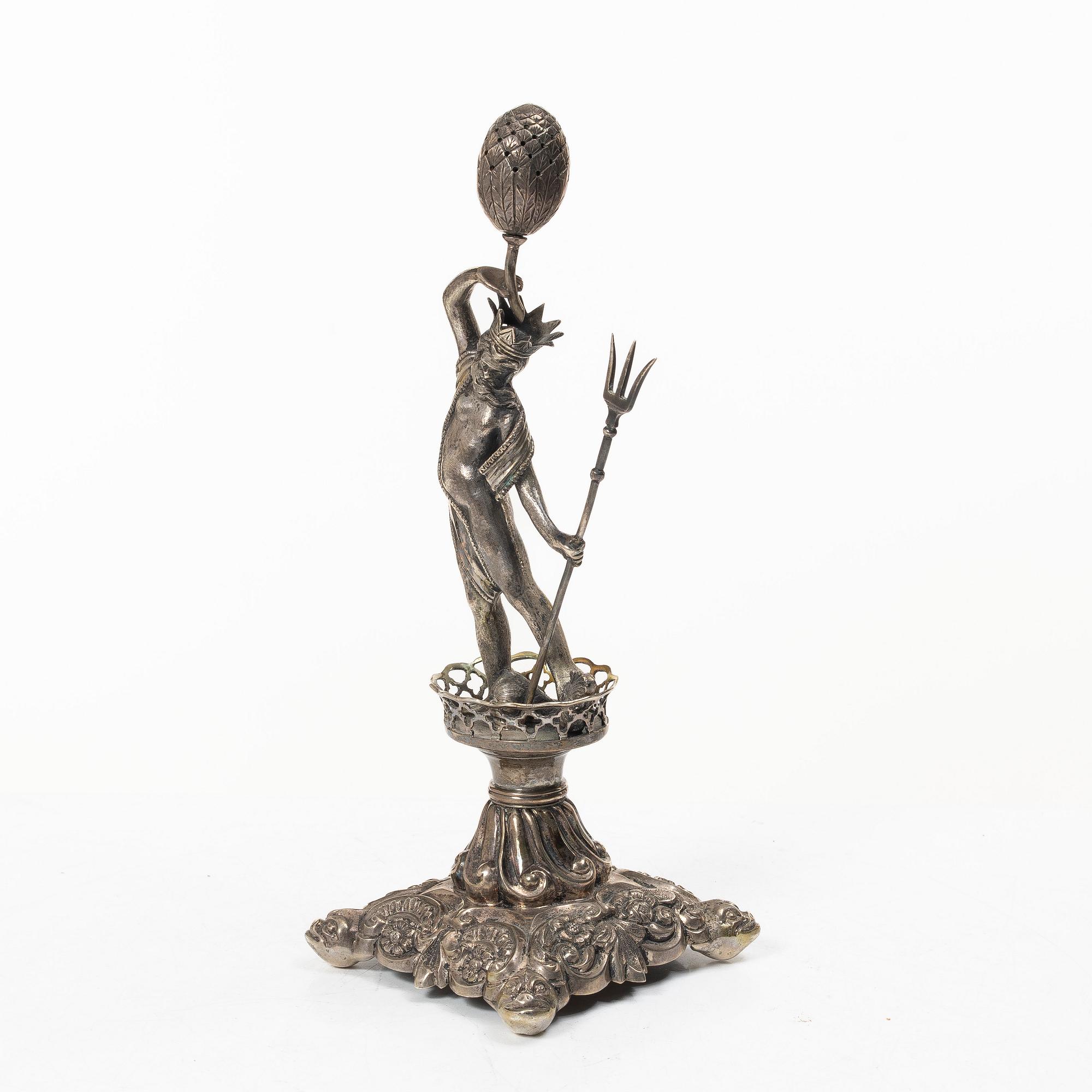 Table decoration/sculpture in silver, depicting Neptune, fantasy marks, circa 1900.