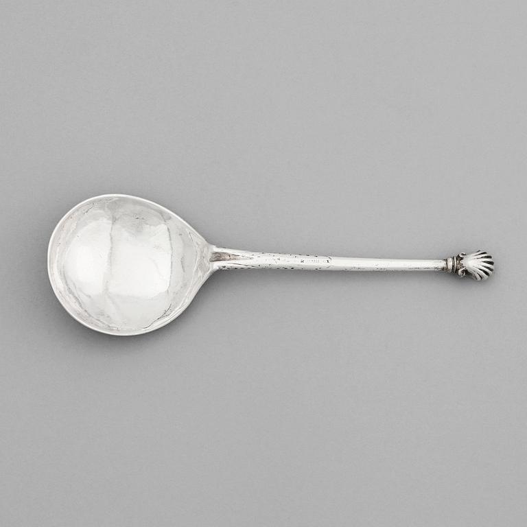 A Norwegian 17th century silver spoon, mark of Oluf Jorgensen (Bergen 1650-1700).