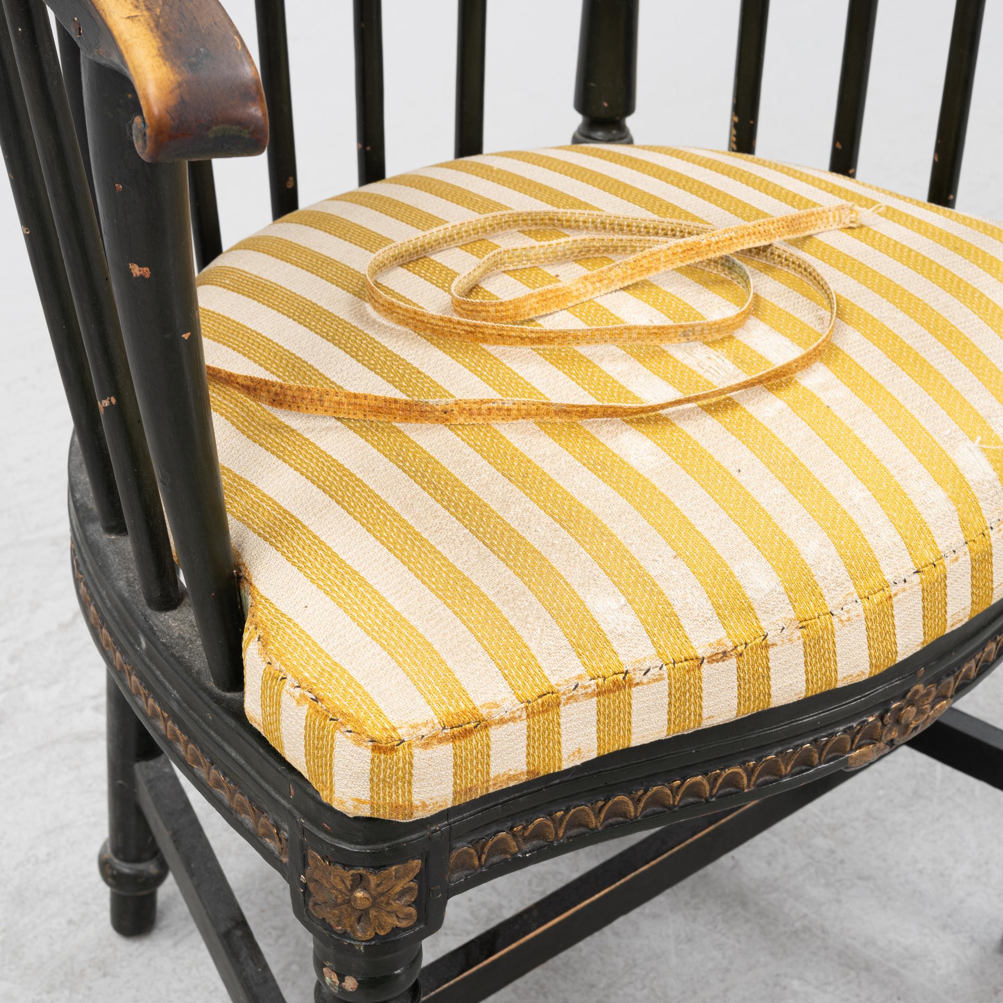 A painted Gustavian armchair, 18th Century.