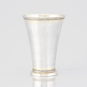 A Swedish 18th Century parcel-gilt silver beaker, mark of Jöns Silfverberg, Ystad 1761.