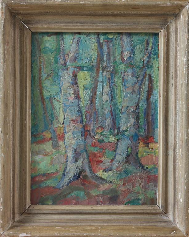 OKÄND KONSTNÄR, olja på pannå, otydl sign.