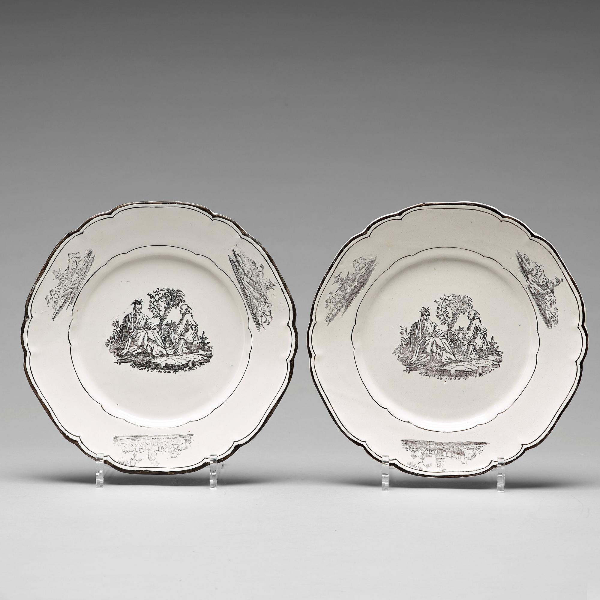 A pair of Swedish Marieberg faience plates, 1770.