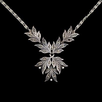 COLLIER, silver och markasiter, 1900-talets mitt.