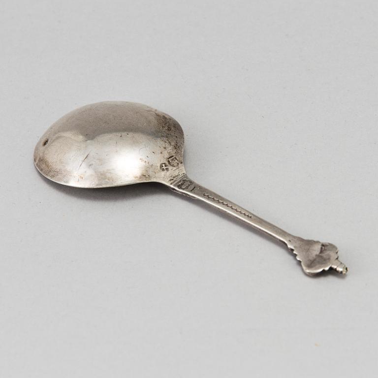 A SWEDISH SILVER SPOON, mark of Henning Petter Henning, Stockholm 1693.