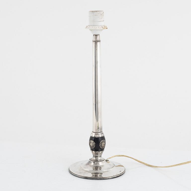 Table lamp, nickel silver, Swedish Grace, GAB, first half of the 20th century.