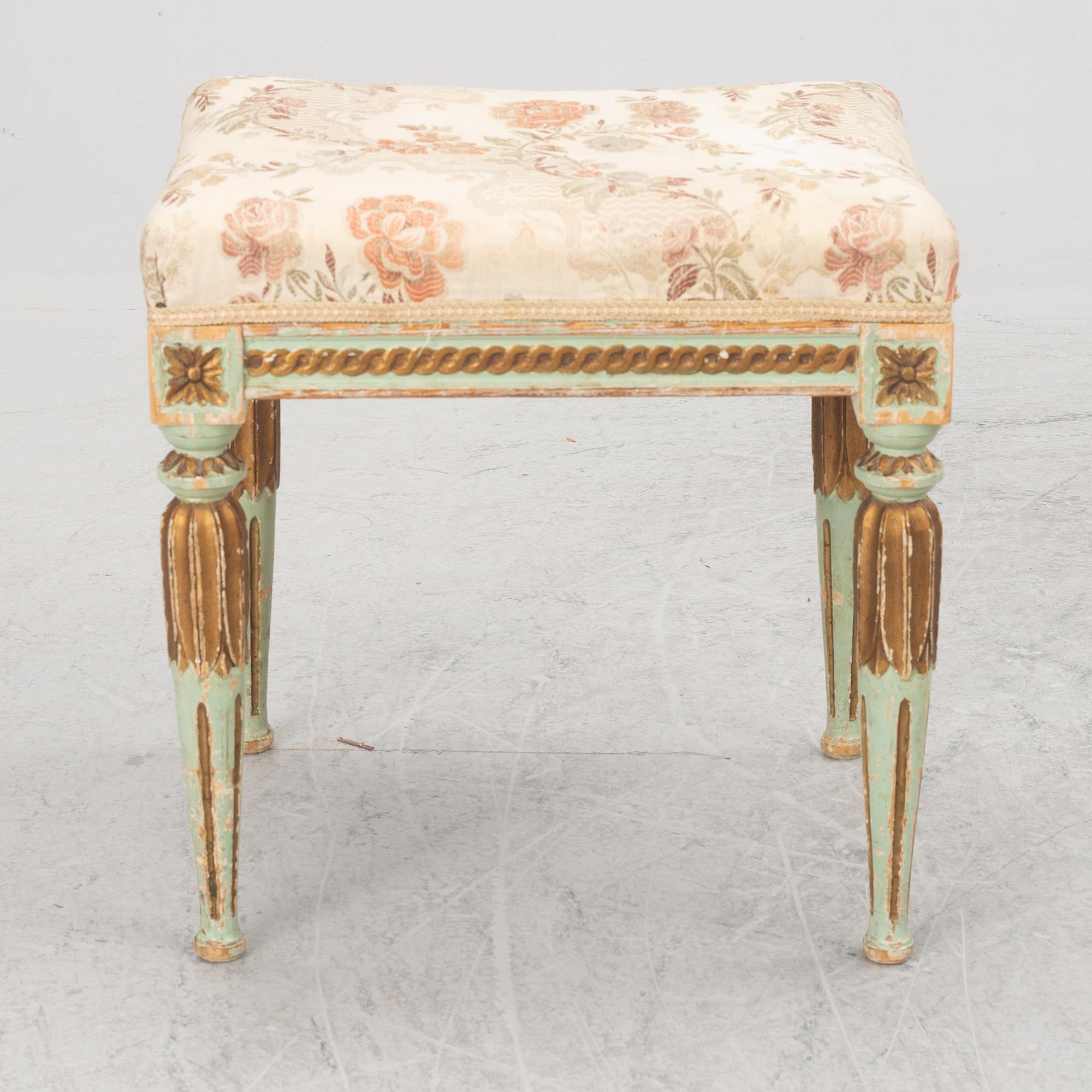 A Gustavian stool, Sweden, late 18th century.