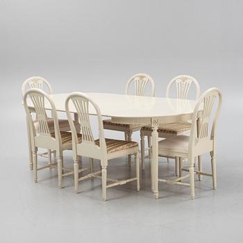 A Gustavian style dining group, mid 20th Century.