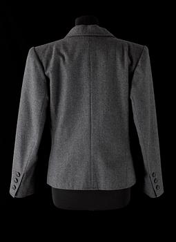 A grey wool jacket by Yves Saint Laurent.