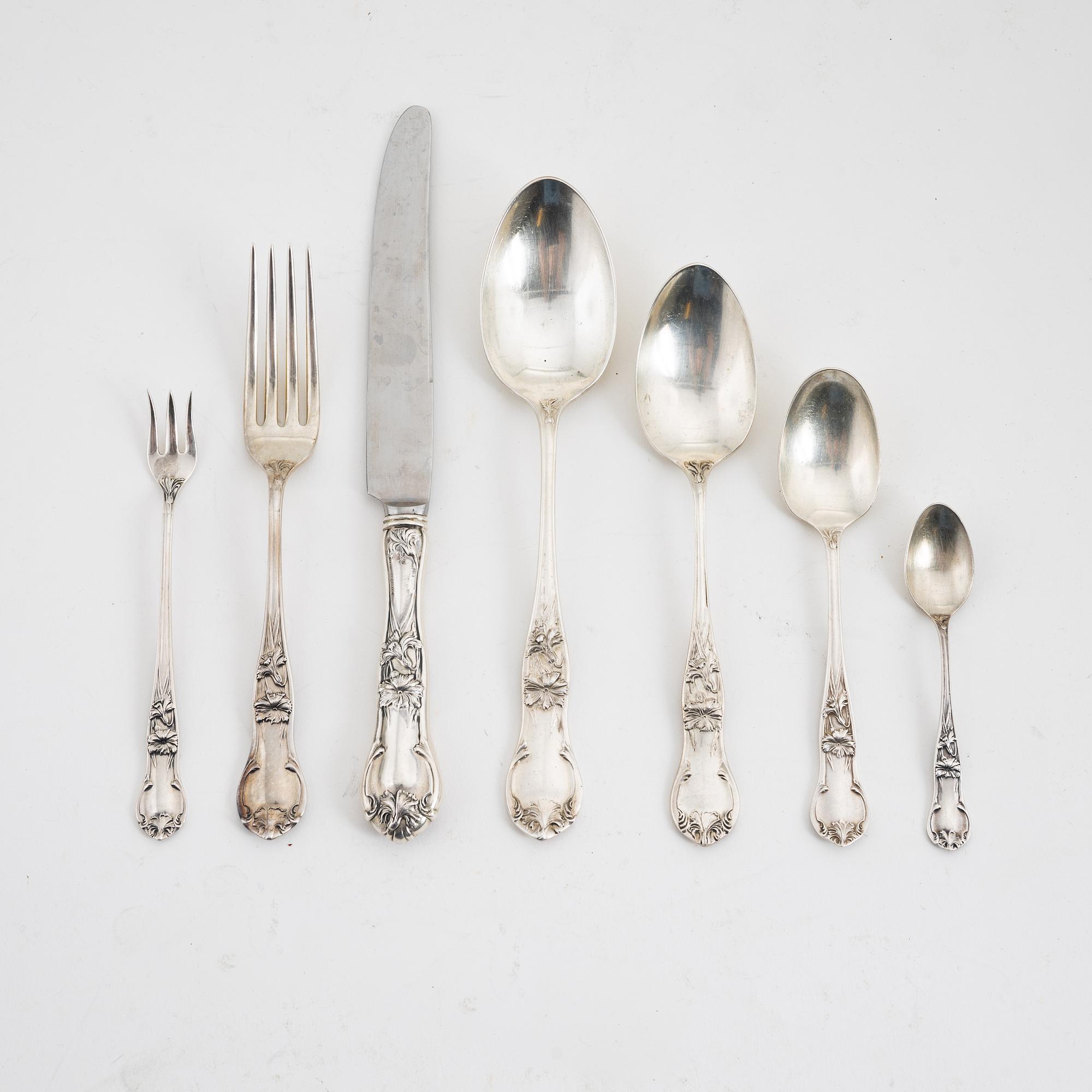 A 51-piece sterling silver cutlery service, Pesa, Mexico.