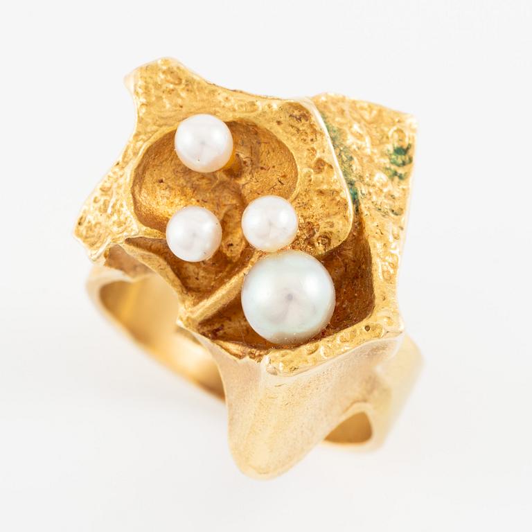 Björn Weckström, ring, 18K guld med pärlor, Lapponia.