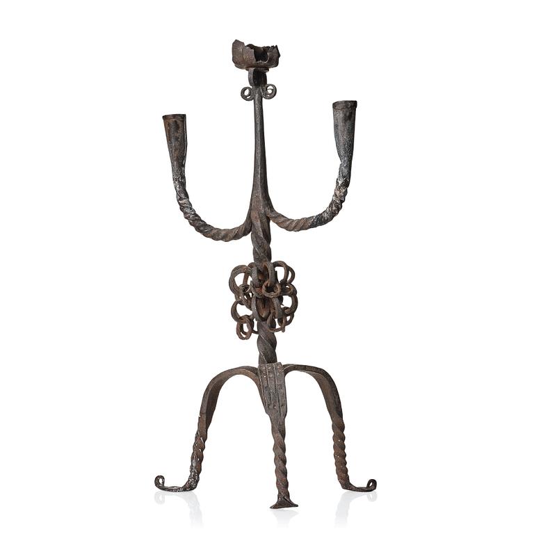 A Swedish candelabra in wrought iron, 18/19th century.