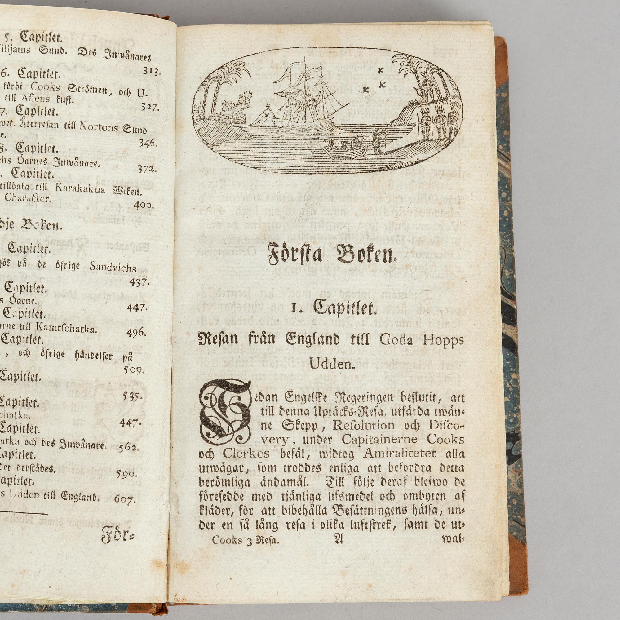 Cook’s second and third voyages, in Swedish, 1783 & 1787.